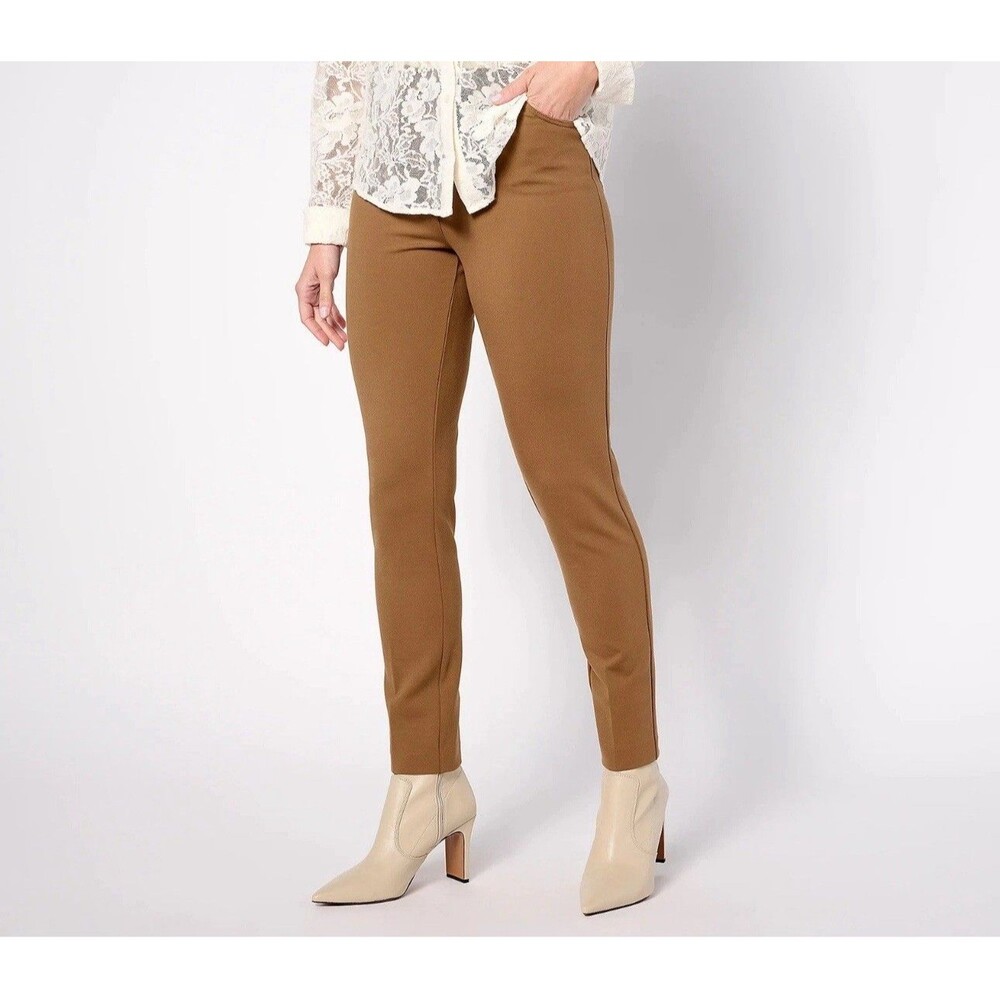 Susan Graver XL Regular Status Stretch Slim Leg Ankle Pants MOCHA HAZE A623499